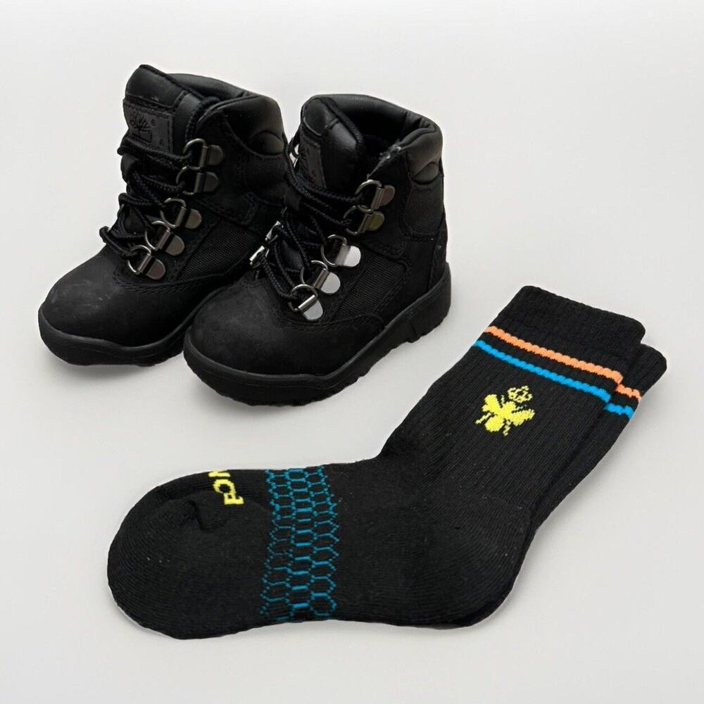 Timberland 6 inch‎ Field Boots - Toddler/baby Black Nubuck size 5C With Bonobos
